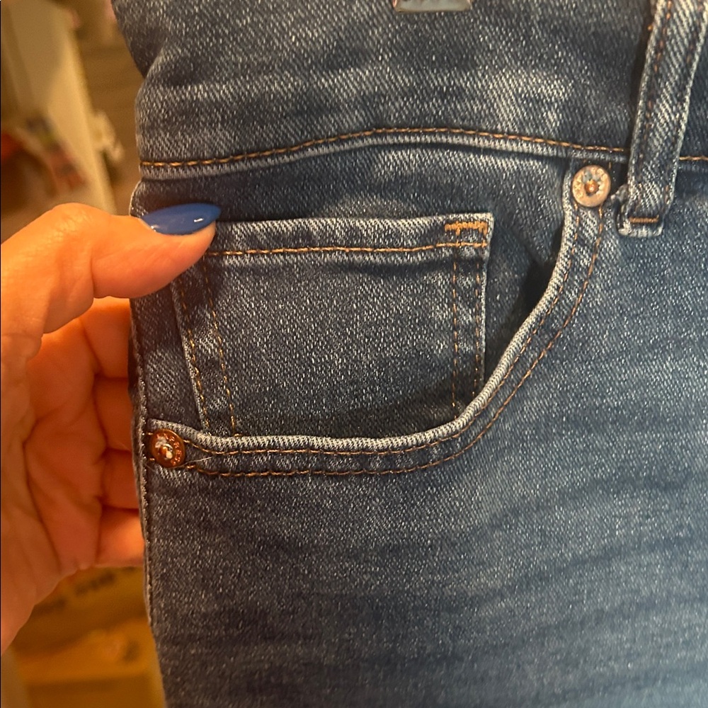 Express High Rise Blue Distressed Jeans Size 6L - Picture 8 of 10